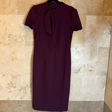 Maggy London Womens Sz 8 Purple Tie Neck Sheath Dress Interview Dress, Work