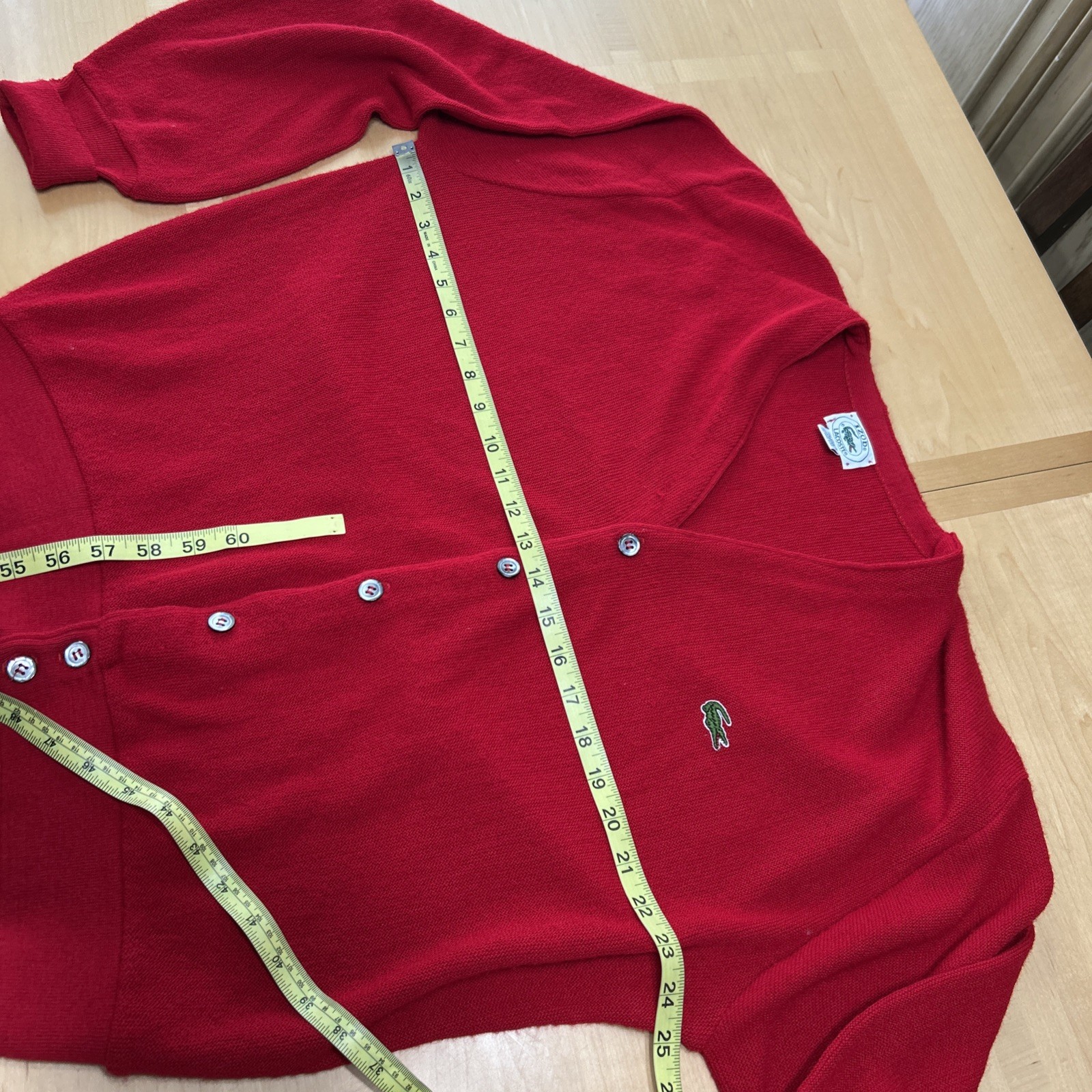 Izod Lacoste Vneck Cardigan Large Mens Red Sweater Button thumbnail 7