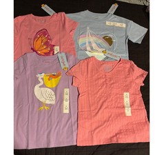 Cat  Jack Girl Short Sleeve Graphic Tee Bundle 4pk Pink Blue Purple Coral S 6/7