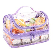 Purple Clear Lunch Bag for Women Tote bag with lunch compartment Double Plast...