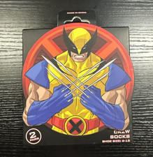 Marvel X-Men Wolverine Crew Socks 2-Pair Box Set Men  s 6  12 New Factory Sealed