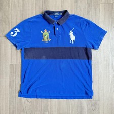 Polo Ralph Lauren Polo Shirt Mens Large Blue Custom Slim Fit Big Pony Crest