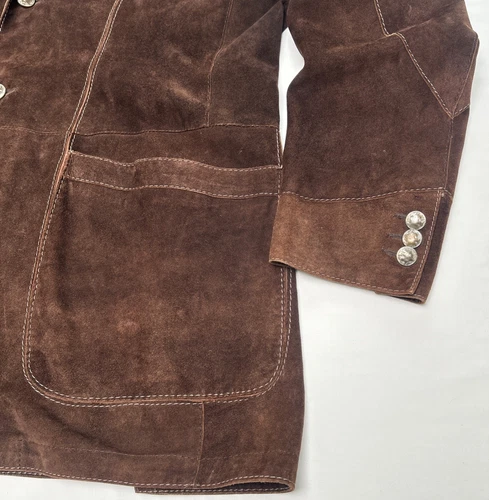 GIMO'S MENSWEAR Suede XL Jacket Brown Leather Utility Safari Field Blazer Italy image 9
