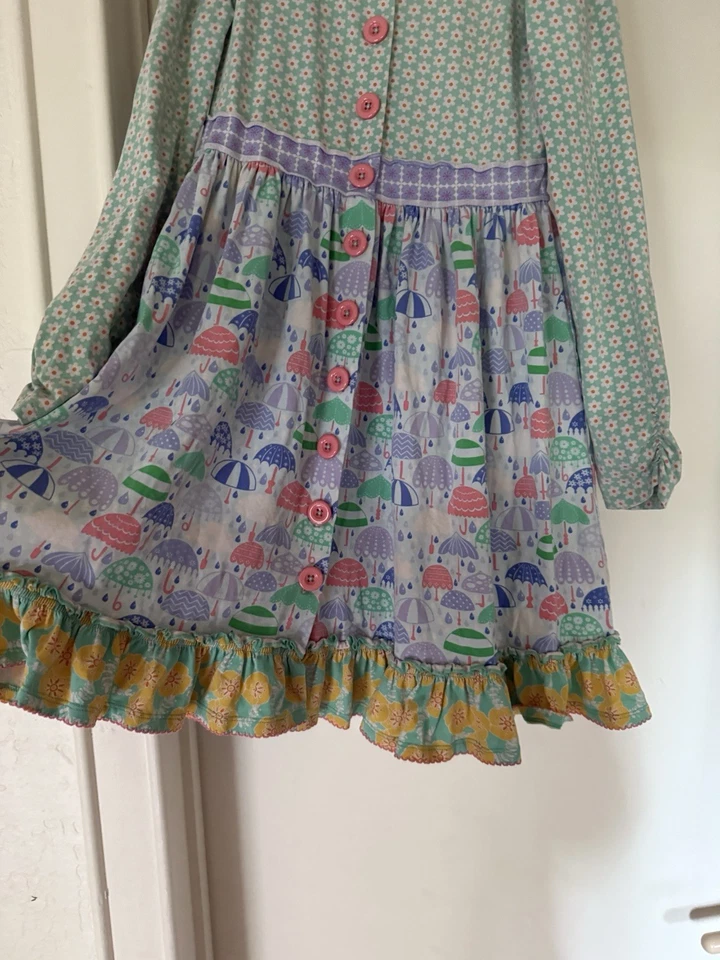 Matilda Jane Girls Long Sleeve Above The Clouds Umbrella Spring Dress Size 12 - Image 3 of 4