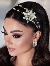 Crystal Floral Headband Hairpiece - Silver