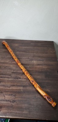 ALASKAN PIPELINE Vintage wooden walking stick cane Hand Carved cane Frontier