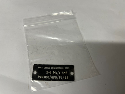 ORIGINAL POSTTECHNIK 2,6MC/S AMP PLAKETTE/SCHILD SELTEN VINTAGE RETRO
