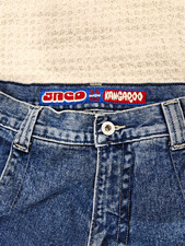 JNCO Men  s Blue Wide-Leg Denim Jeans Relaxed Fit 5-Pocket Embroidered 90s
