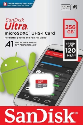 SanDisk Ultra 256GB Class 10 microSDXC UHS-1 Memory Card 120MB/s A1 U1