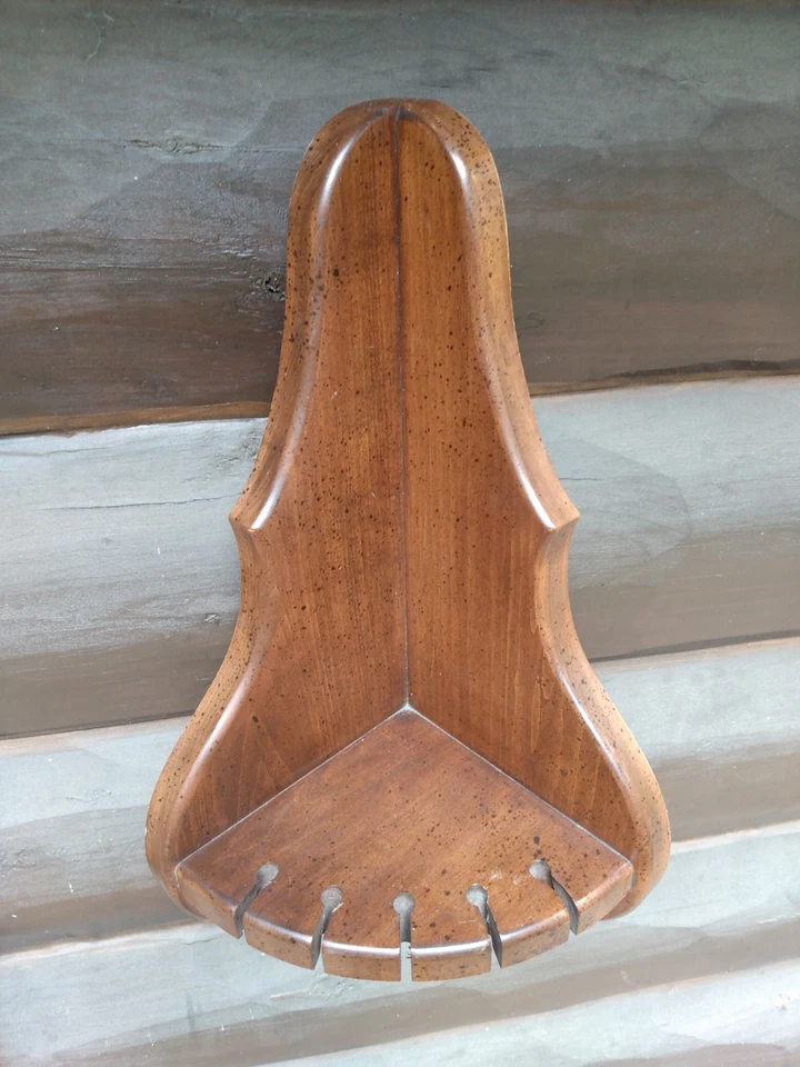 Vintage Primitive Pine Wooden Spoon Rack Corner Wall Mounted Mug Shelf Wood - Image 3 of 4