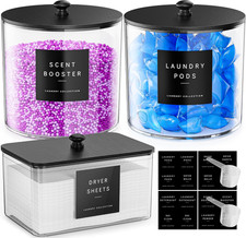 3 Pack Laundry Pods Container, Clear Laundry Room Organization Containers,Large