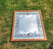 Vintage Rectangular Mirror 1980s Color Staine...