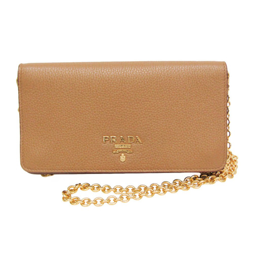 Prada Women's Leather Chain/Shoulder Wallet Light Brown BF595992