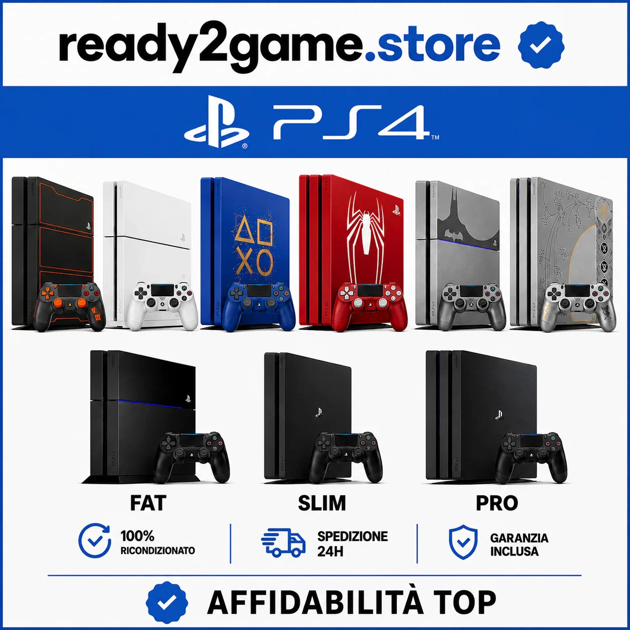 Playstation 4 Ps4 Pro Slim Fat Ps 4 Console Controller e FW Basso - In Garanzia viene aperta una nuova finestra o scheda