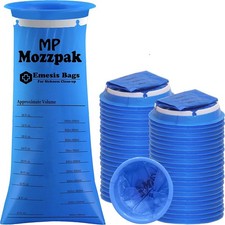 MP MOZZPAK Vomit Bags Disposable 50 Pack - 1000ml Emesis Bags, Leak-Proof Bar...