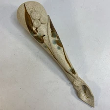 Cream Hanging Wall Pocket Vase Handcrafted Art Pottery Foliage Design 9.75 in