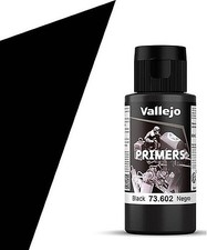 Vallejo Black Primer 60ml Bottle - Hobby and Model Acrylic Paint - 73602