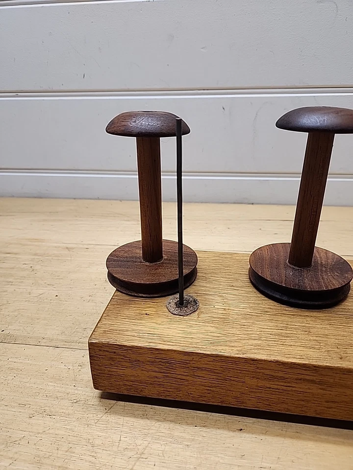 Vintage Lazy Kate Bobbin Holder For  Spinning Turned Blackwood  Tassie Oak Base - Image 3 of 4