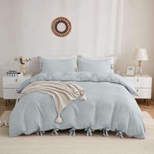 Cornflower Blue Duvet Cover Queen Size, 3 Pieces Duvet Cover Set