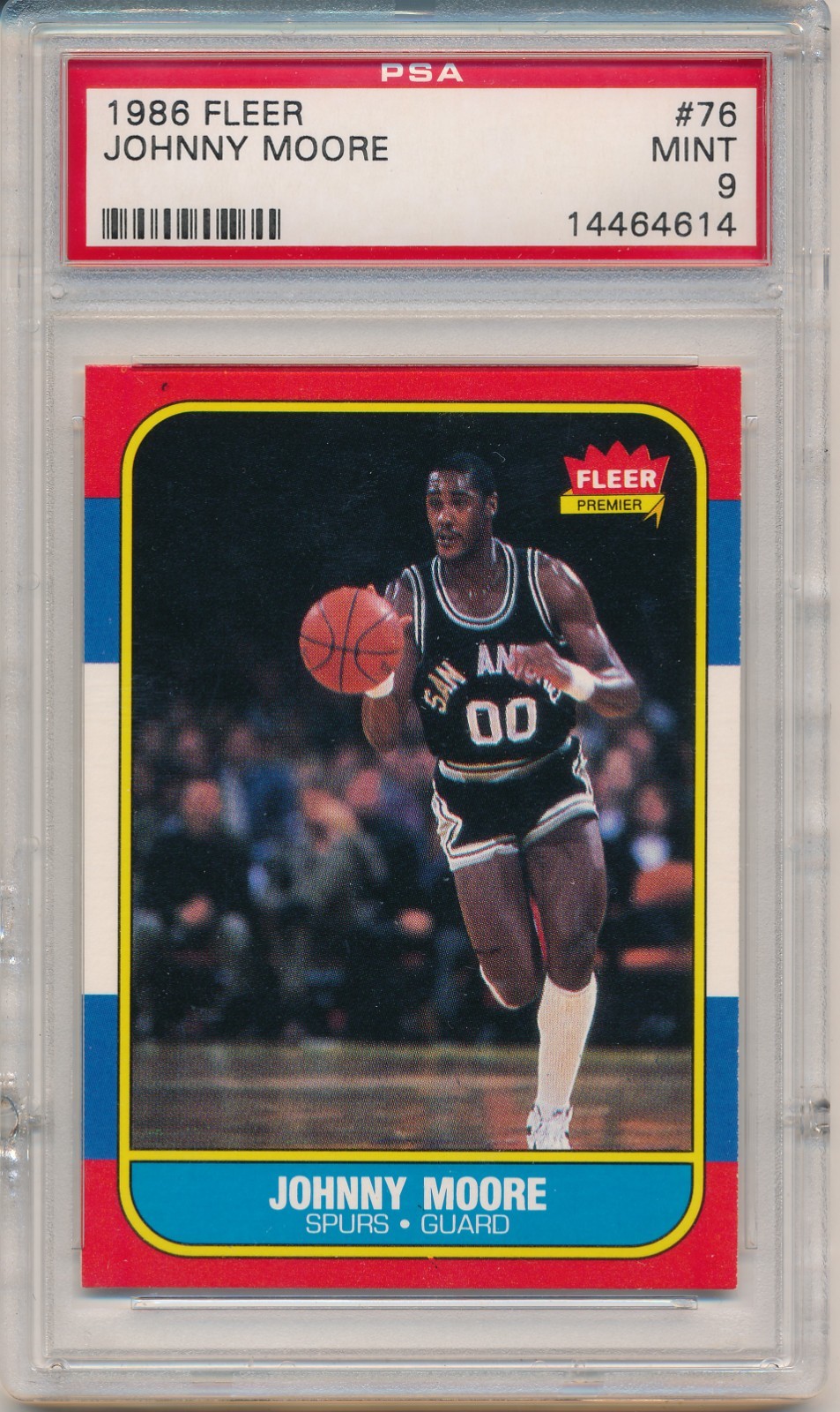 1986 FLEER JOHNNY MOORE #76 PSA 9 MINT SPURS