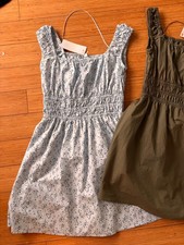 UNIQLO Women’s Smocked Cotton Dress Lot of 2 – Floral & Olive Green – Size XS