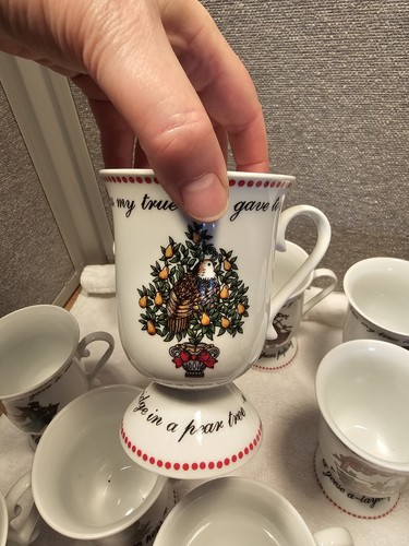Vntg Domestications 12 Twelve Days Christmas Mugs Complete Set of 12 Cups 1990's - Picture 3 of 22
