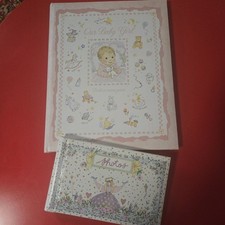 Vintage Cottagecore Memory Book Photo Album Set Baby Girl Keepsake C.R. Gibson