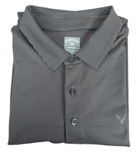 Callaway Mens Opti Dri Performance Dark Grey Striped S/S Golf Polo Sz XL Preppy