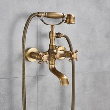 Antique Brass Wall Mounted Clawfoot Bath Tub Faucet with Hand Shower Mixer Tap