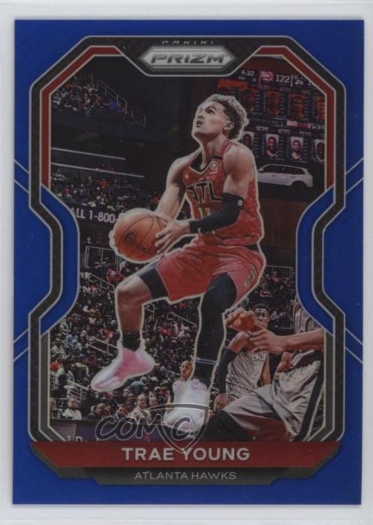 2020-21 Panini Prizm Blue Prizm /199 Trae Young #64 pe8