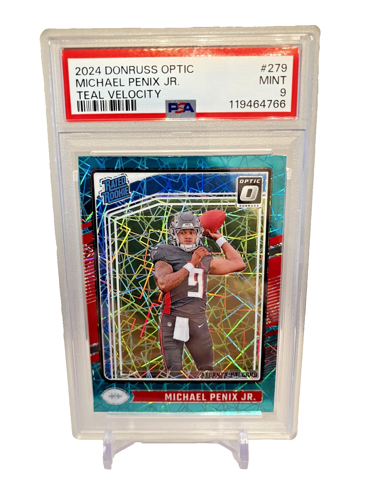 2024 Panini Donruss Optic Rated Rookie Michael Penix Jr. 279 Teal Velocity PSA 9