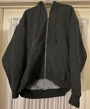 BRANDY MELVILLE John Galt Christy Hoodie Oversized Full-Zip Jacket Black