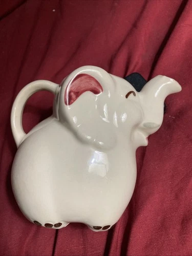 🐘⭐ Vintage 1940's Shawnee Pottery WHITE ELEPHANT COFFEE CREAMER Pitcher MCM🐘⭐