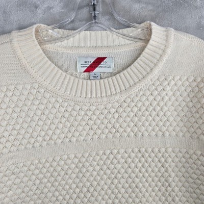BEST MADE CO Mens Merino Wool Textured Crewneck Sweater Cream Size Medium