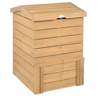 Solid Wood Compost Bin with Lockable Sliding Door, Flip-top Opening, Gas Rods