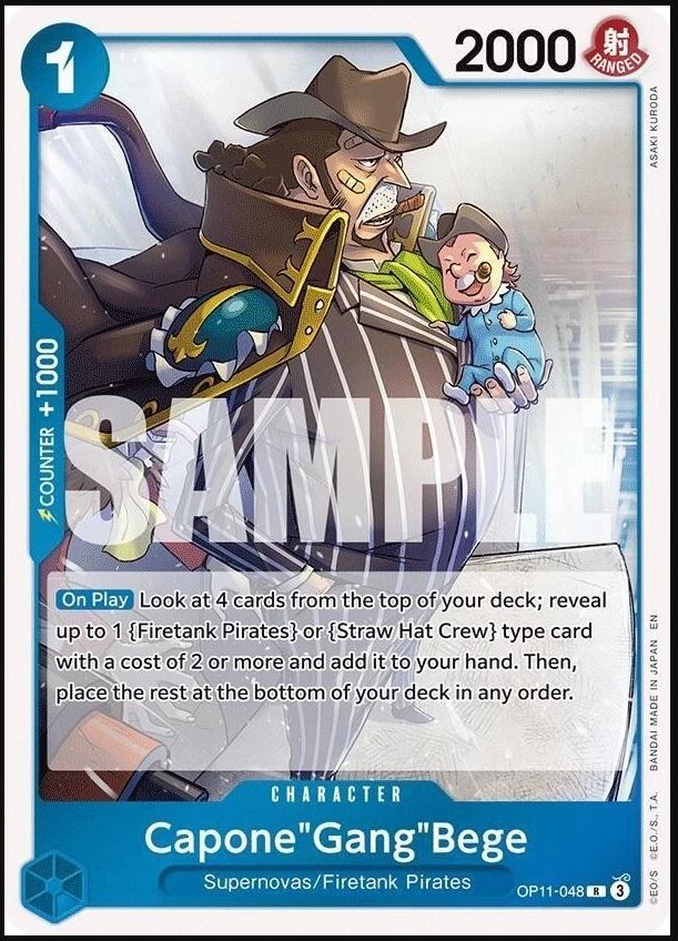 One Piece Capone Gang Bege OP11-048 Rare Supernovas A Fist of Divine Speed NM