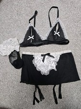 Ann Summers French Maid Costume Role Play Sheer With Stockings Size 8-10