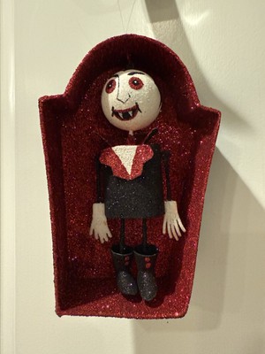 NWOT Pier 1 One Vampire Dracula Coffin Ornament Halloween Glitter Decor RARE HTF