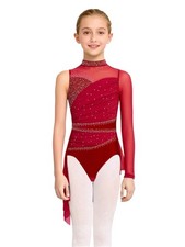 Girls Lyrical Dance Dress Ballet Leotard Modern Gymnastics Dance Irregular Skirt