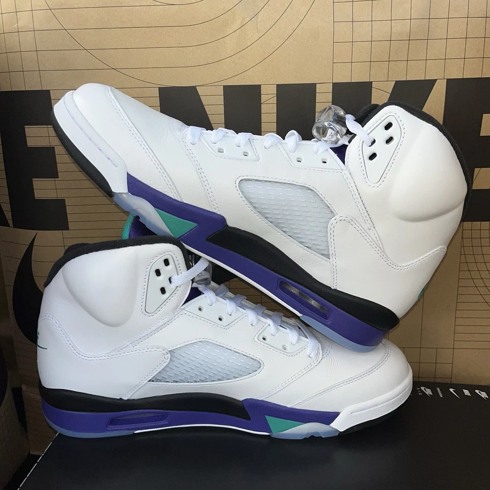 NUEVO Nike Air Jordan 5 Retro Uva 2025 Cuero Blanco NBY HQ7978-100 Talla 11.5 Foto 2 de 4
