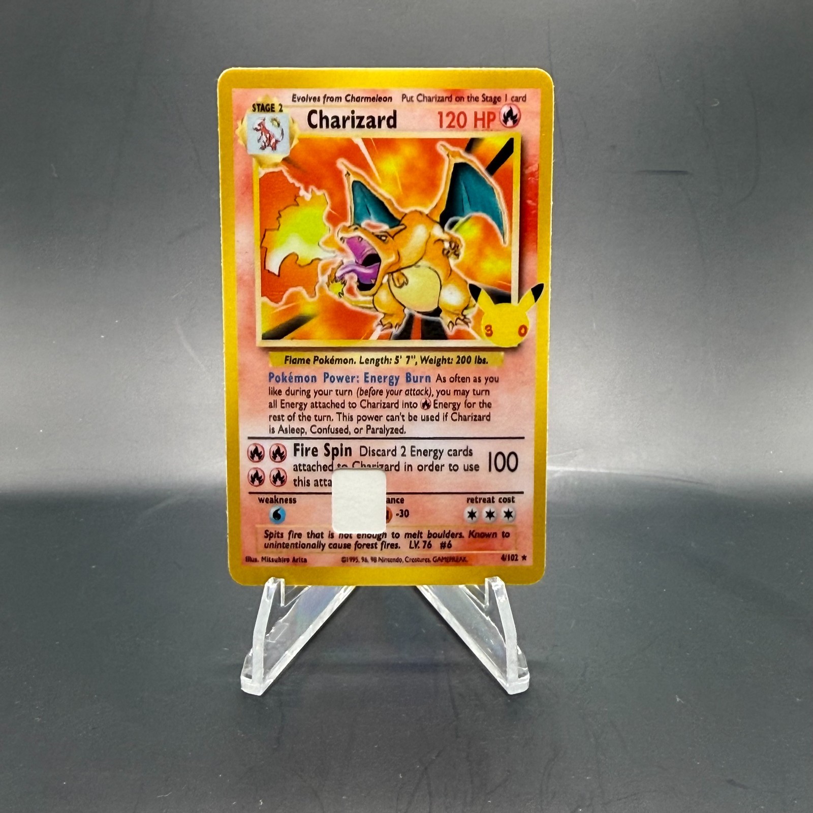 Charizard 30th Anniversary  GLOSS DEBIT CARD SKIN STICKER