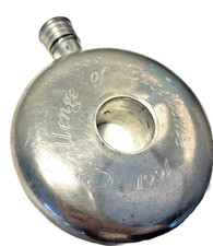 Pewter hip flask Round Hole vintage Challenge Of excellence 1991