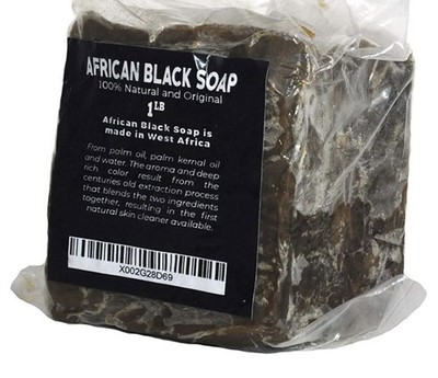 Organic Unrefined Black Soap Bar Raw African Premium Quality, 1 Lb
