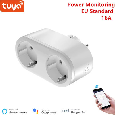 EU standard 2in1 Tuya Smart life WiFi outlet , compatible with Google home and A
