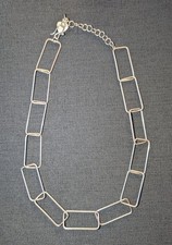 silver plated large chain necklace Brutalist Minimalist