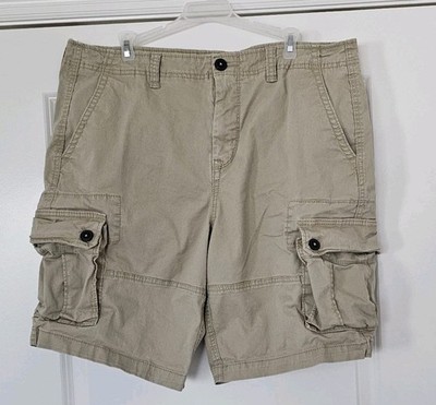 Aeropostale Mens Authentic Cargo Shorts Khaki Size 36 Cotton Casual