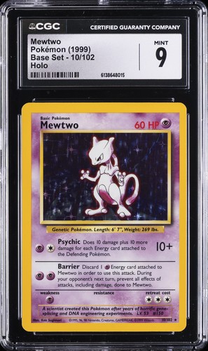 1999 POKEMON BASE SET HOLO #10 MEWTWO CGC 9