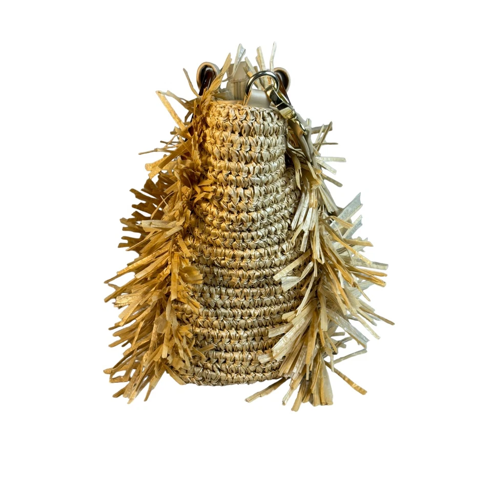 Sondra Roberts Boho Beach Fringe Squared Natural Straw Raffia Weave Bag Purse  - Image 3 of 4