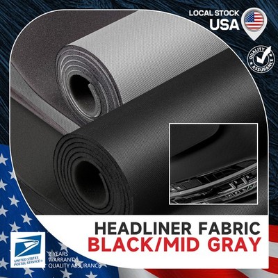 Black Flat Knit Headliner Fabric with Foam Backing Roof Liner Repair Material