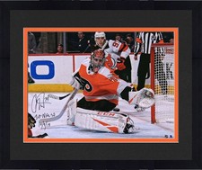 Framed Carter Hart Flyers Signed 16x20 Making Save Photo w/1st SO 10/9/19 Insc